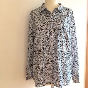GAP Cotton, Pullover Long-sleeve Black Flower Print Shirt (W’s XL)